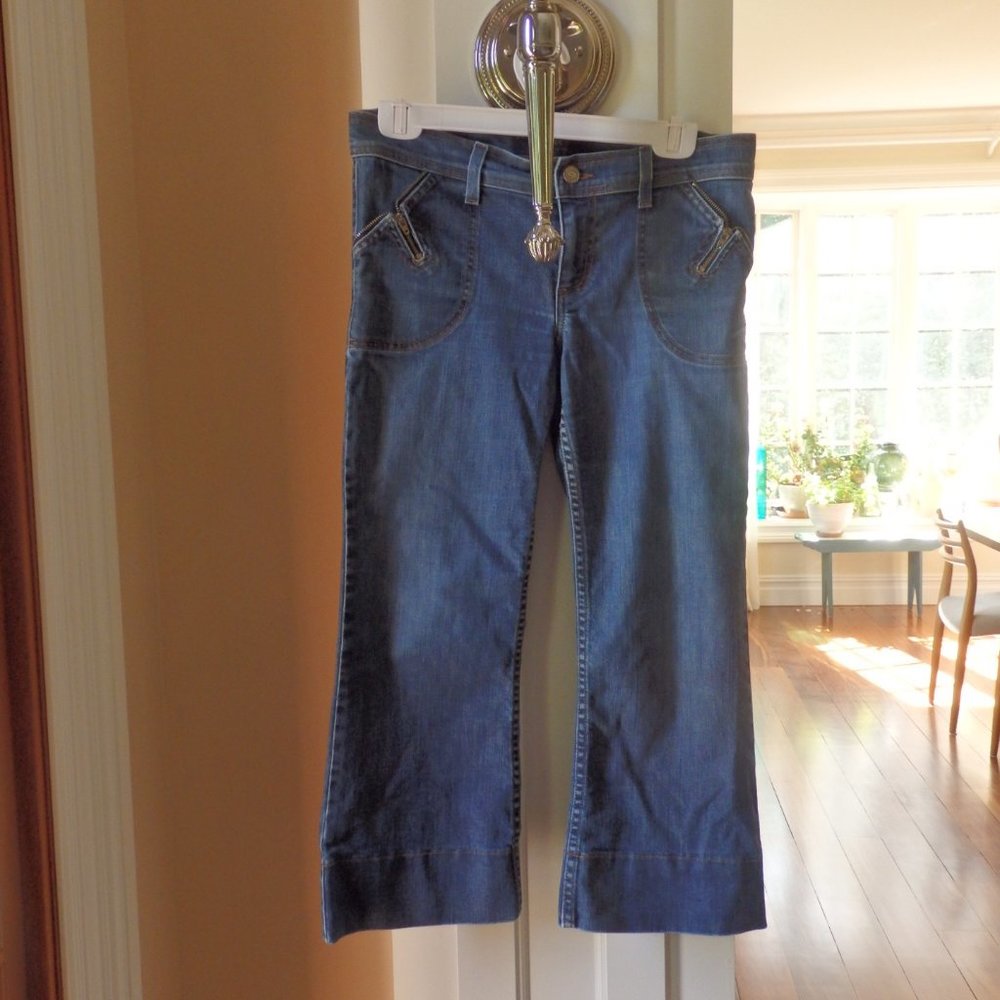 Juicy Couture Crop Capri blue Jeans zipper pockets 29 - Picture 7 of 9